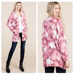 Soft & Stylish Star Patterned Pink Cardigan, NEW✔️